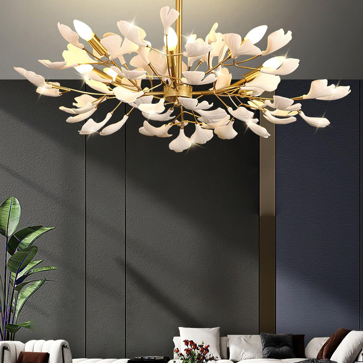 Nale żyrandol z miedzi ceramiczne liście ginkgo