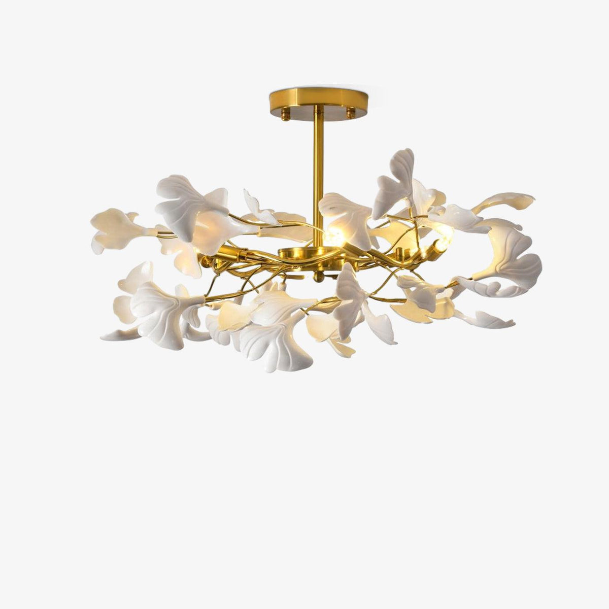Auriora lampa wisząca Gingko liście ceramiczne złoto