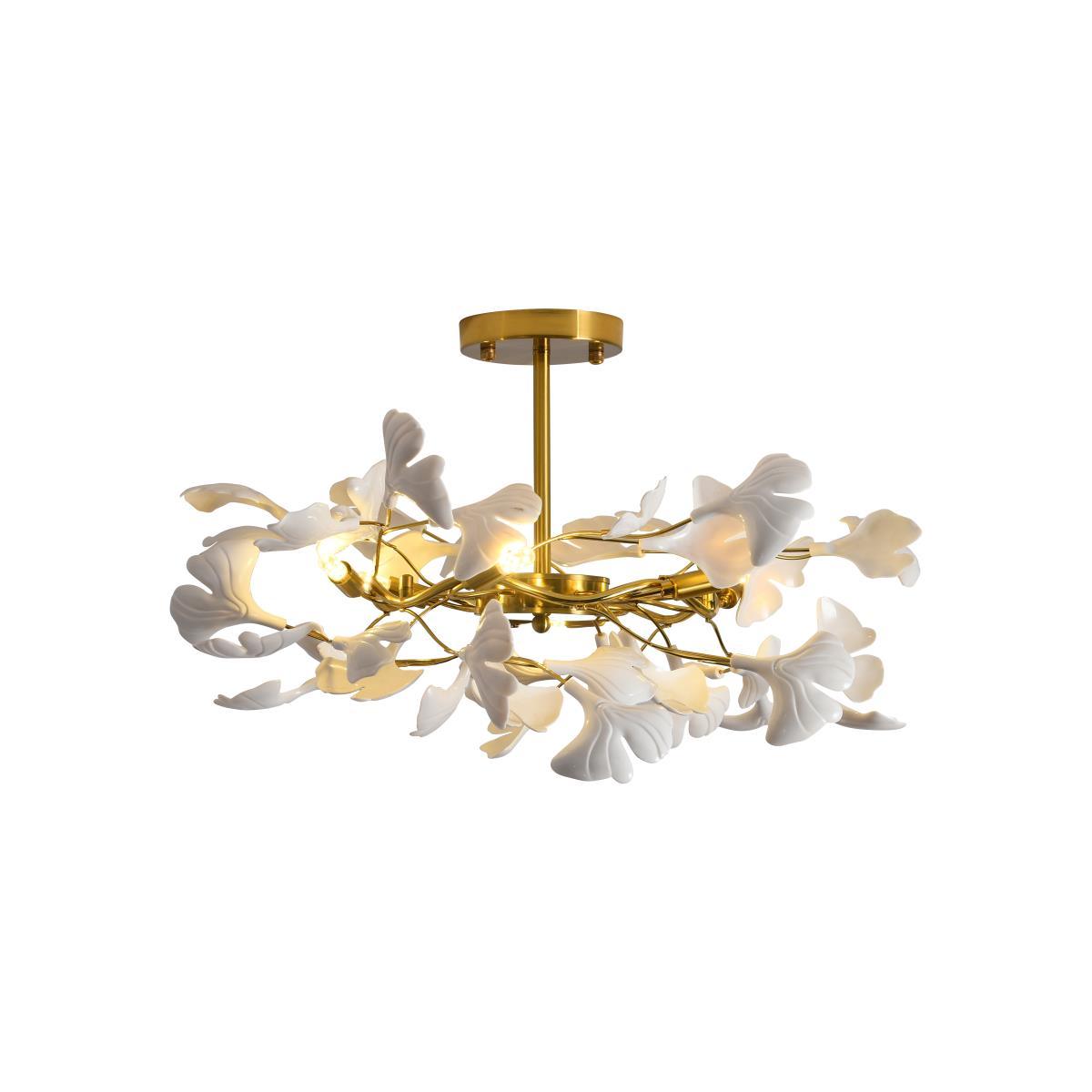 Auriora lampa wisząca Gingko liście ceramiczne złoto