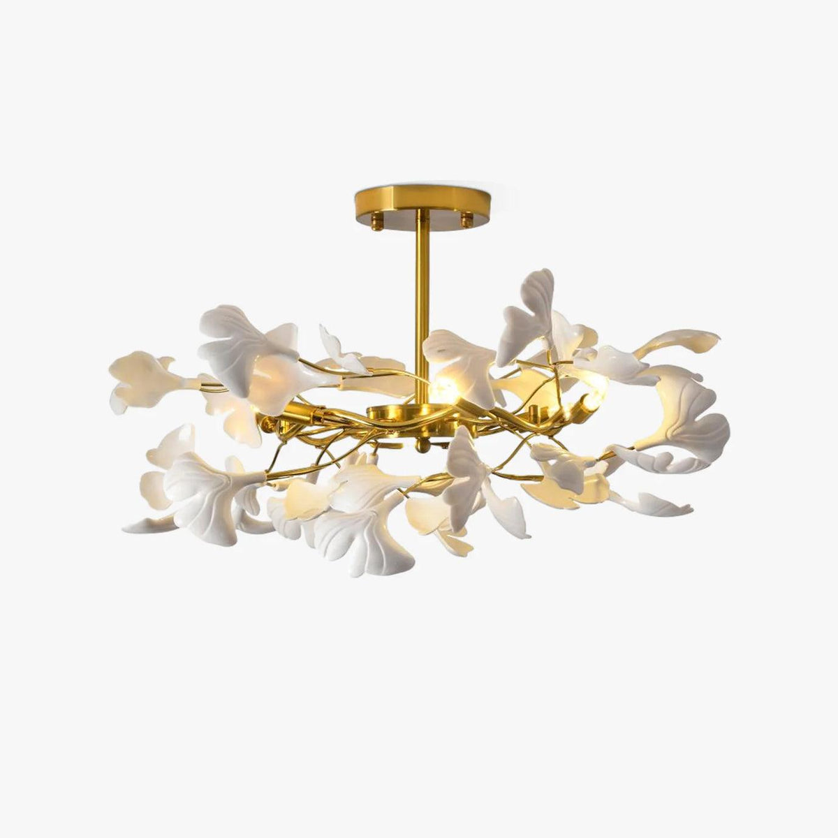 Auriora lampa wisząca Gingko liście ceramiczne złoto