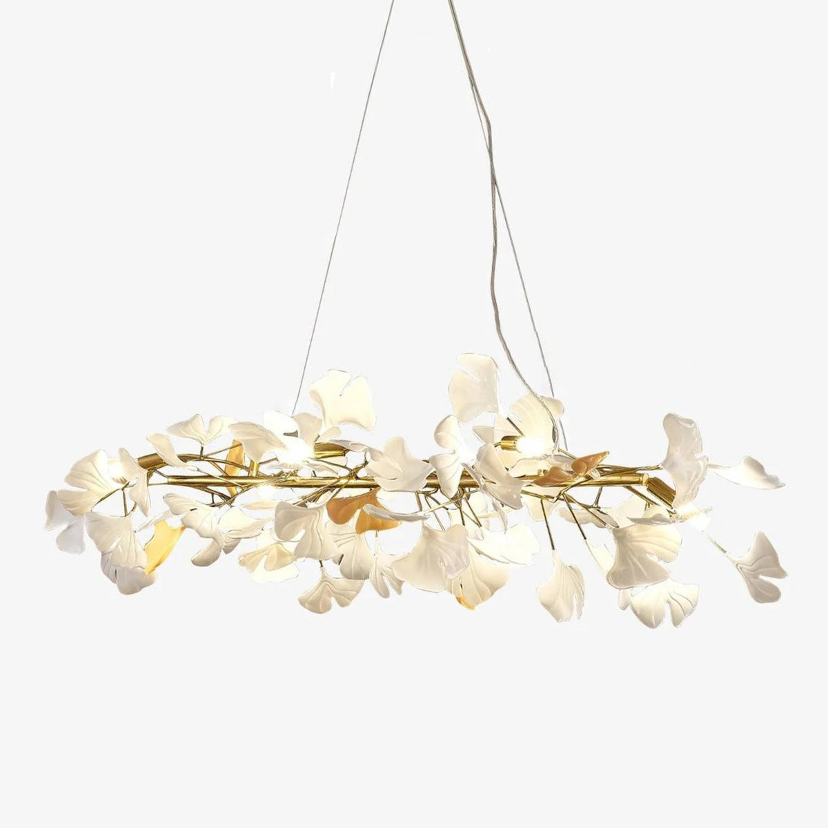 Rirove żyrandol Gingko z ceramiką Petals Gold