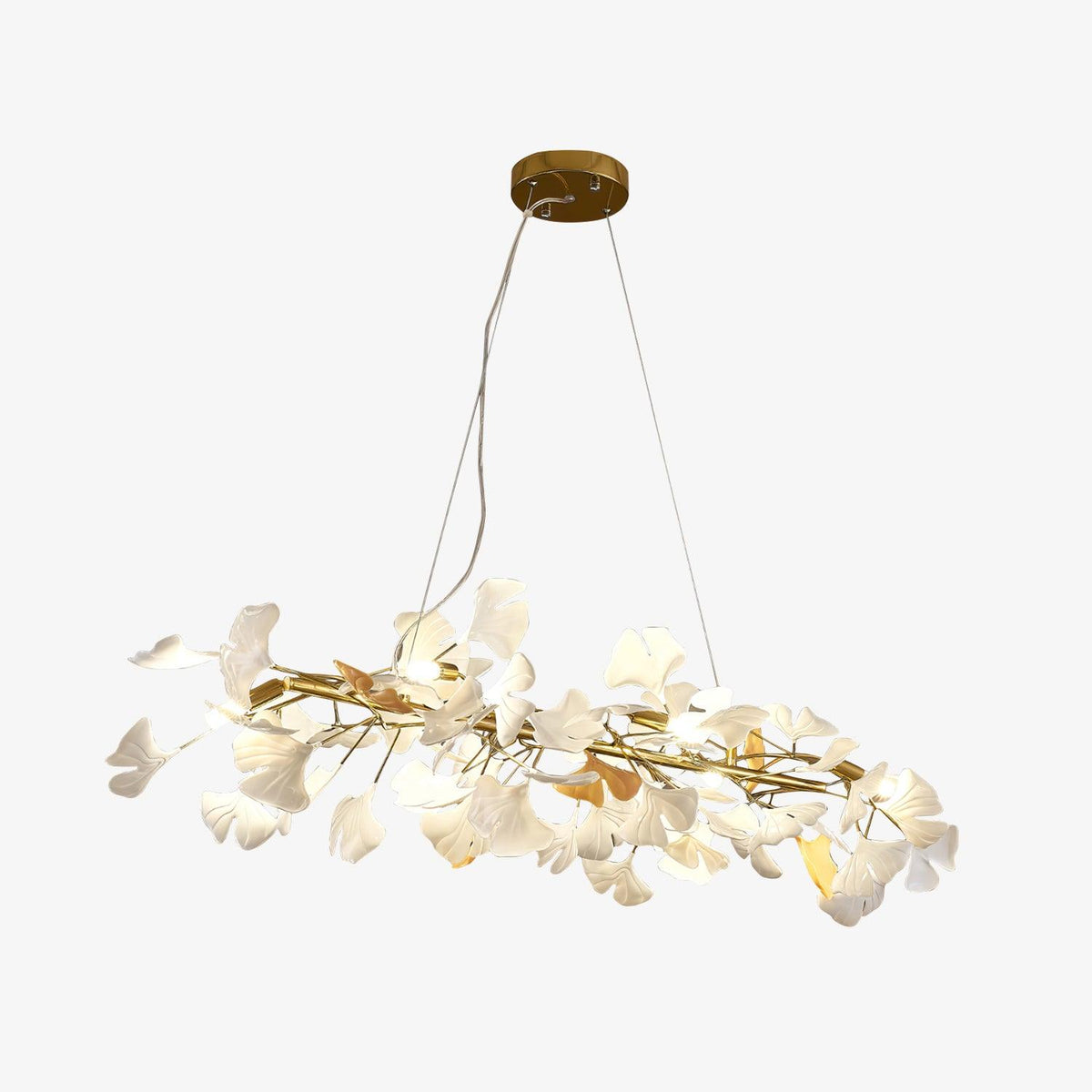 Rirove żyrandol Gingko z ceramiką Petals Gold
