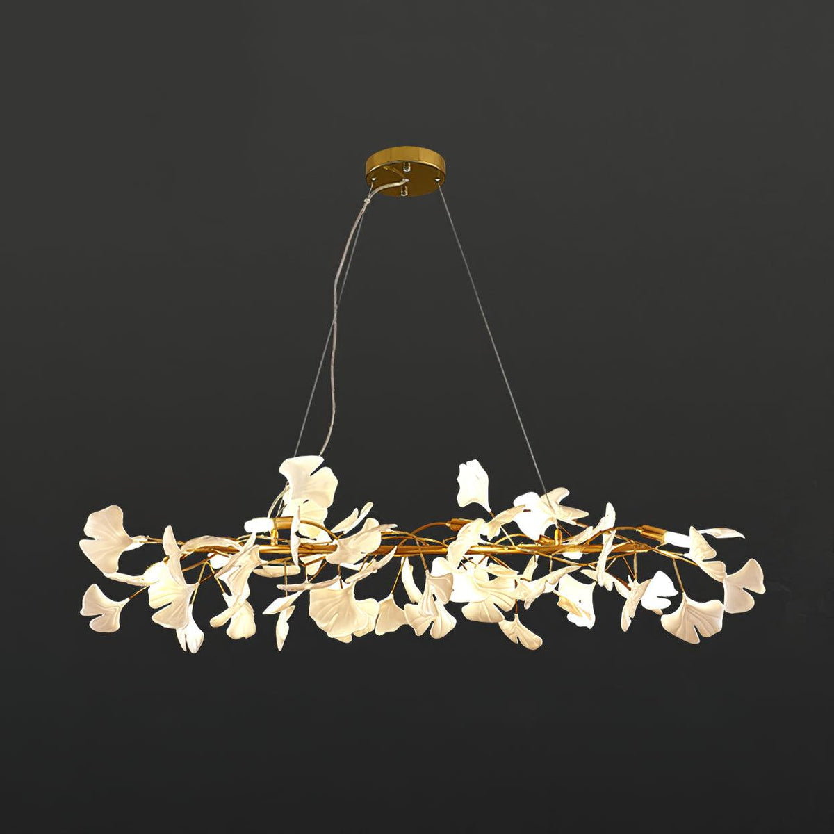 Rirove żyrandol Gingko z ceramiką Petals Gold