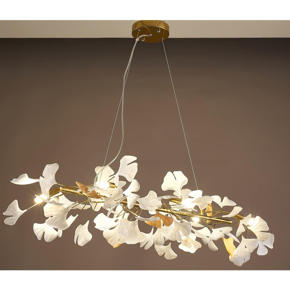 Rirove żyrandol Gingko z ceramiką Petals Gold