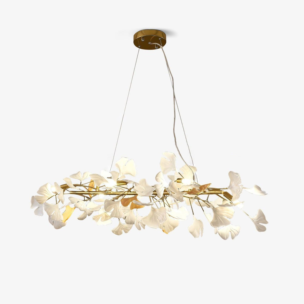 Rirove żyrandol Gingko z ceramiką Petals Gold