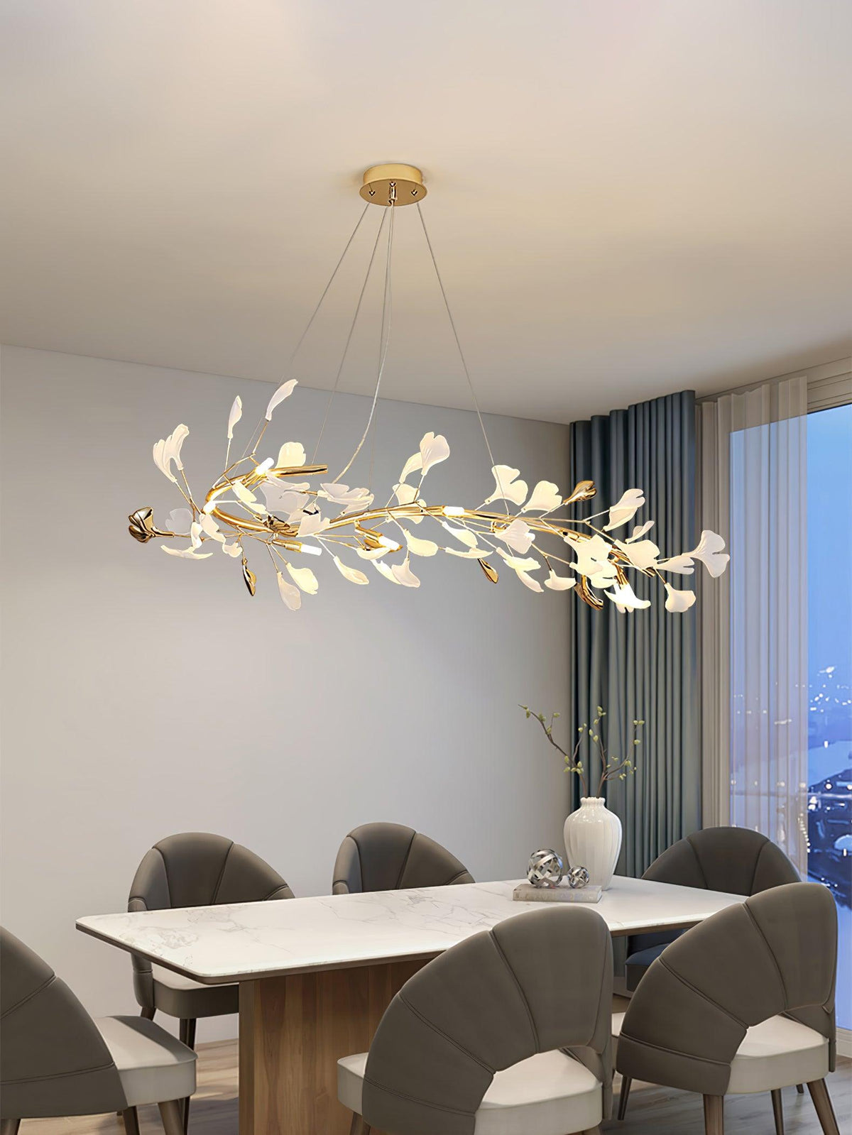 Vixu żyrandol w stylu postmodern luxury z ceramiką i liśćmi ginkgo
