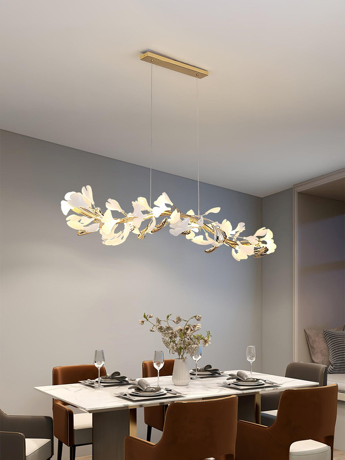 Vixu żyrandol w stylu postmodern luxury z ceramiką i liśćmi ginkgo