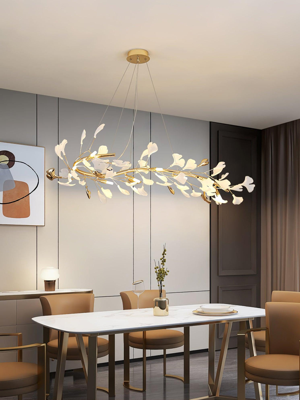 Vixu żyrandol w stylu postmodern luxury z ceramiką i liśćmi ginkgo