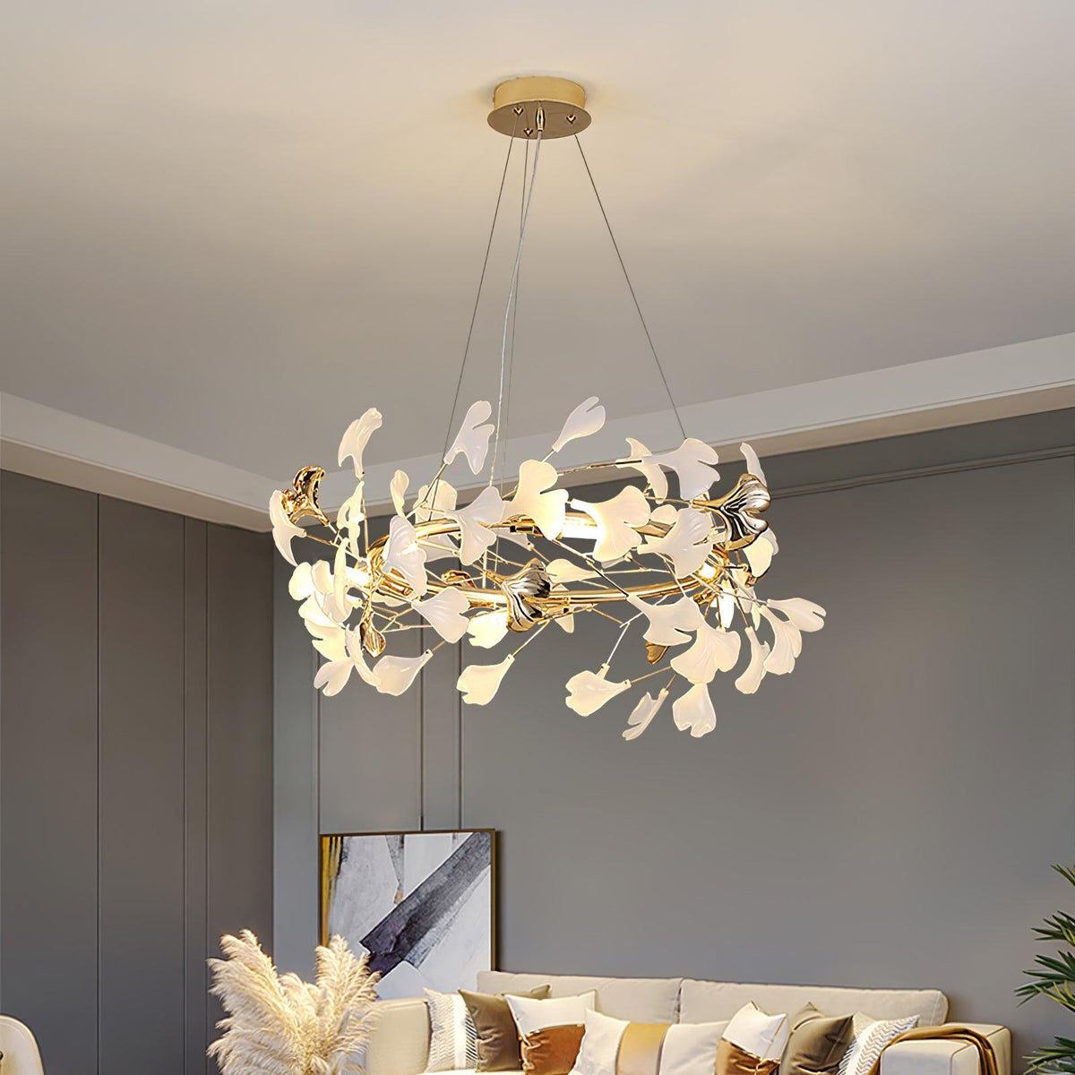 Vixu żyrandol w stylu postmodern luxury z ceramiką i liśćmi ginkgo