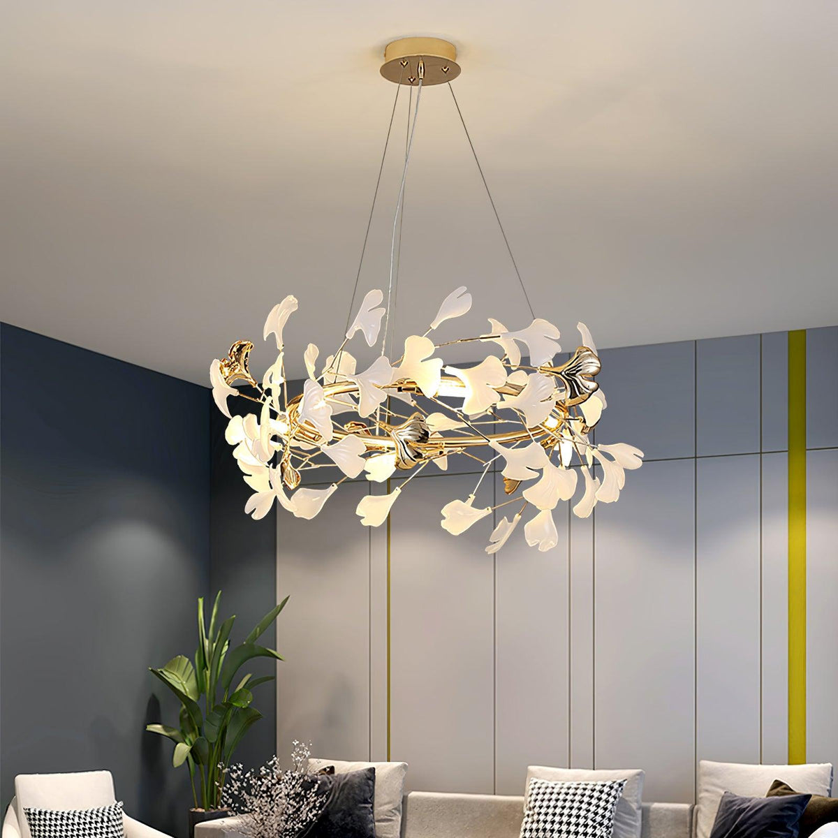 Vixu żyrandol w stylu postmodern luxury z ceramiką i liśćmi ginkgo