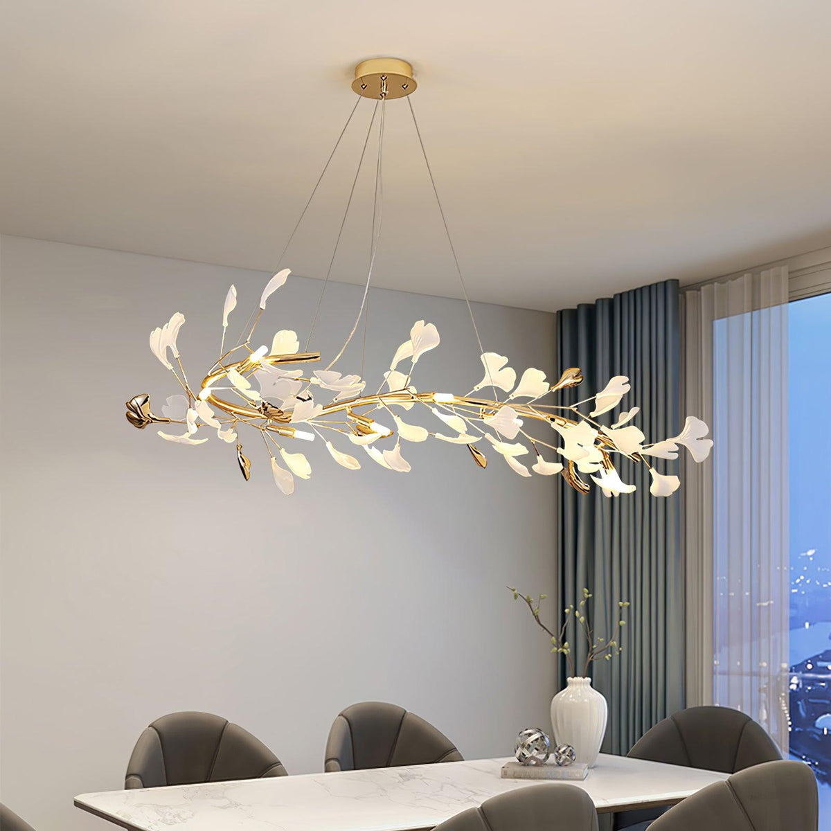 Vixu żyrandol w stylu postmodern luxury z ceramiką i liśćmi ginkgo