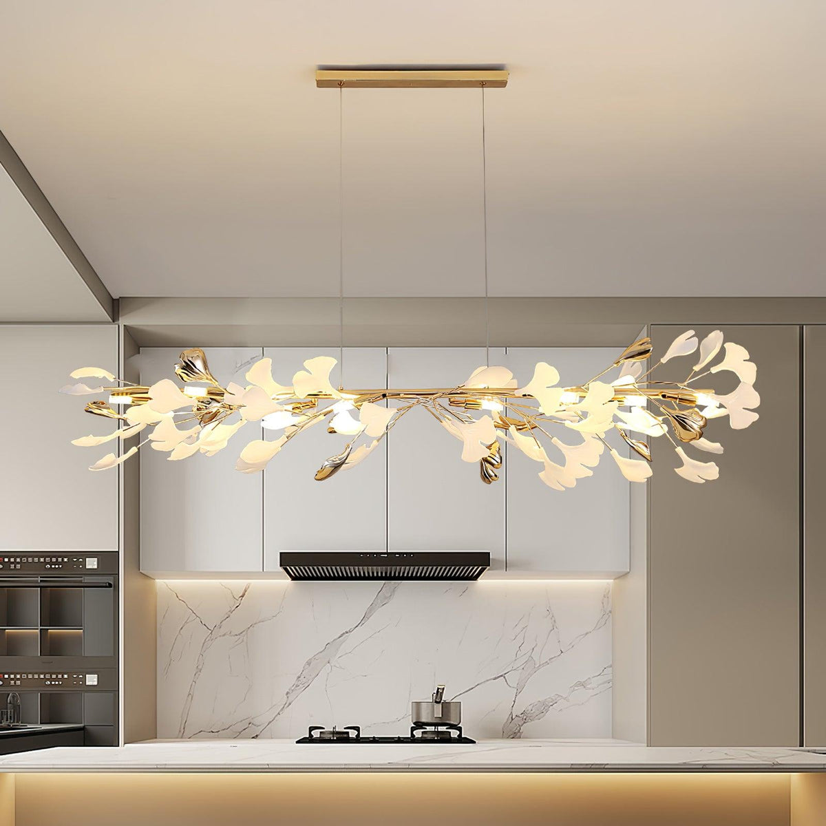 Vixu żyrandol w stylu postmodern luxury z ceramiką i liśćmi ginkgo