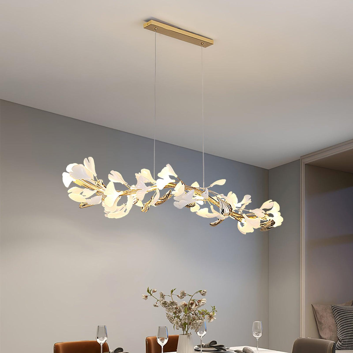 Vixu żyrandol w stylu postmodern luxury z ceramiką i liśćmi ginkgo