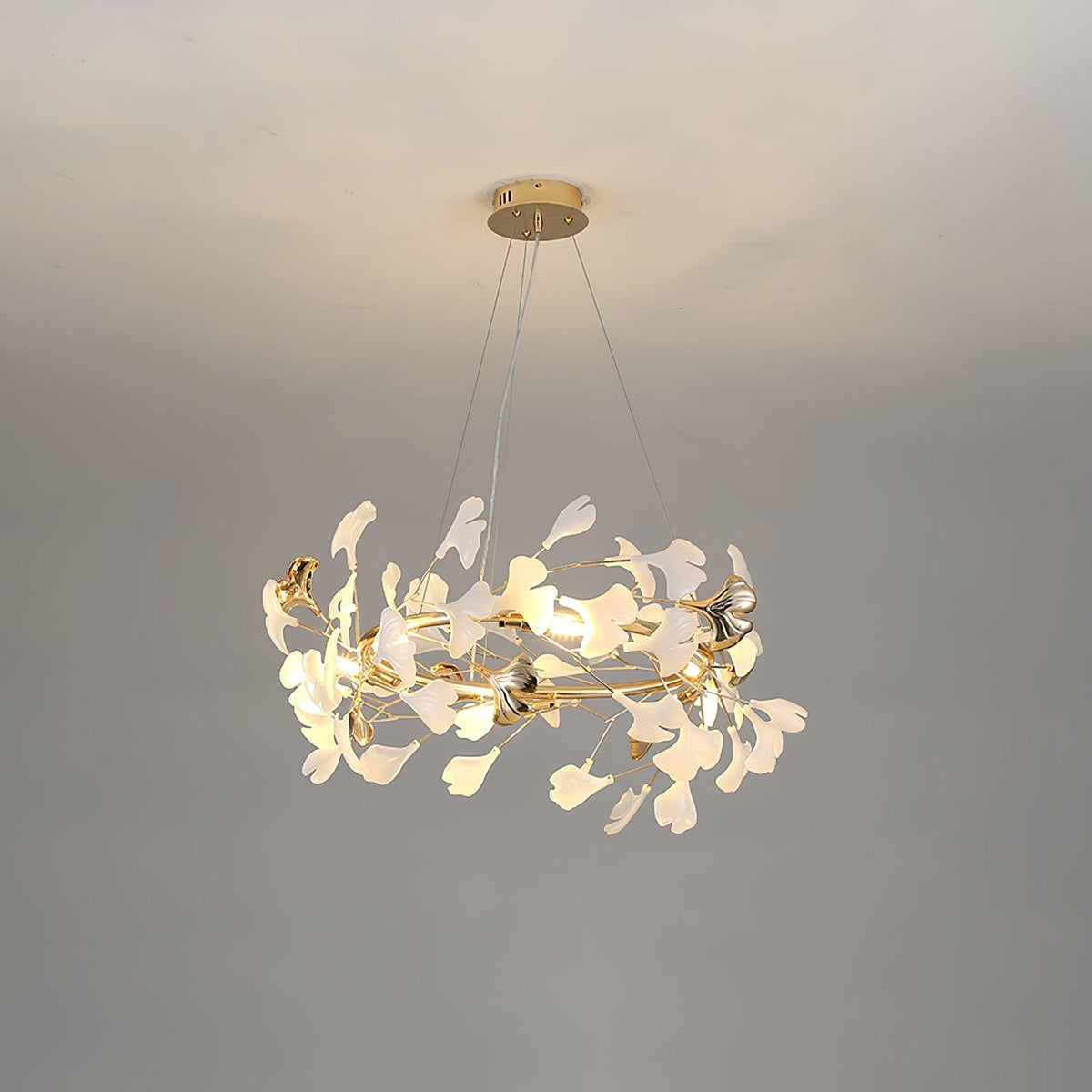 Vixu żyrandol w stylu postmodern luxury z ceramiką i liśćmi ginkgo