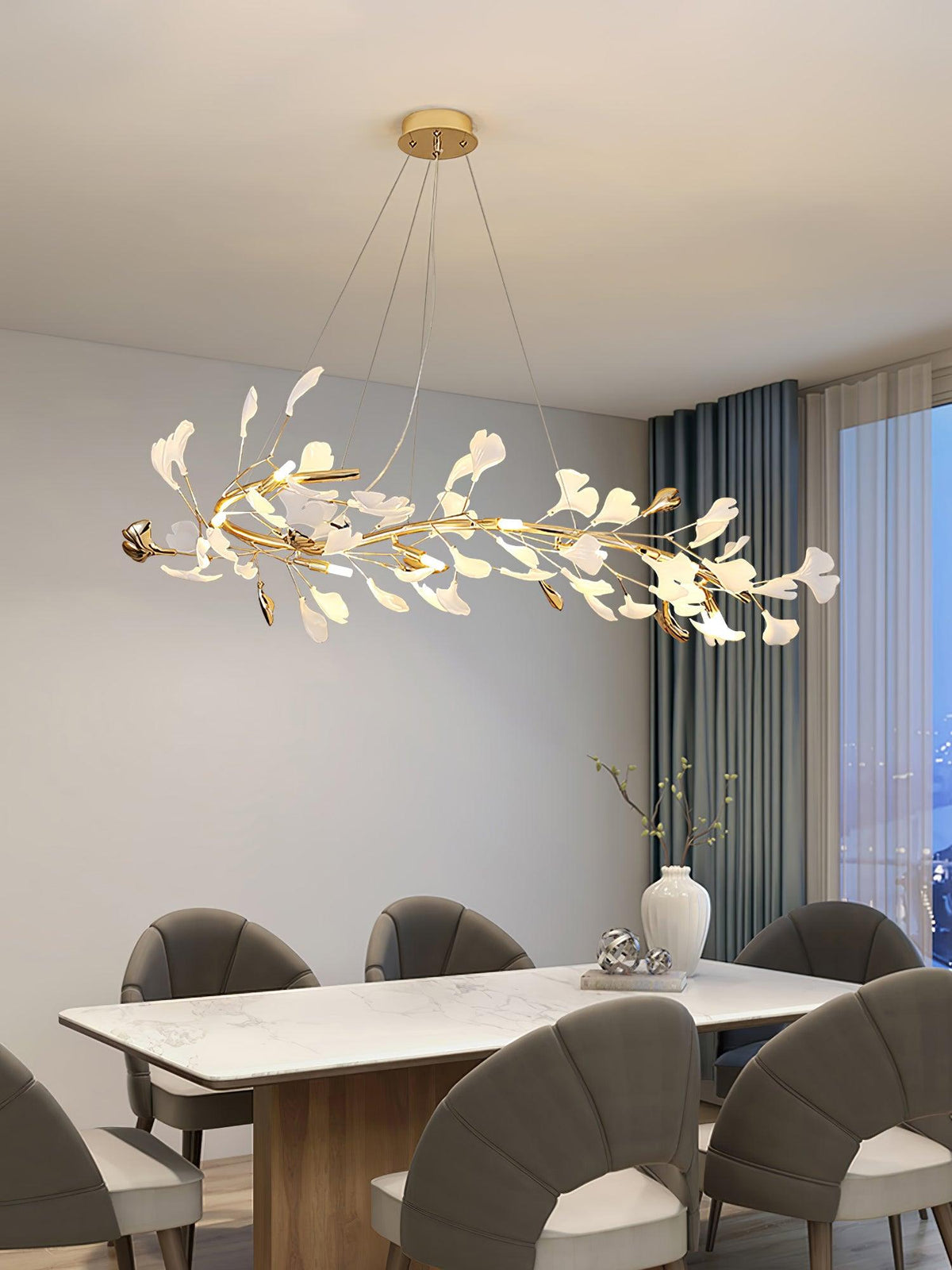 Vixu żyrandol w stylu postmodern luxury z ceramiką i liśćmi ginkgo