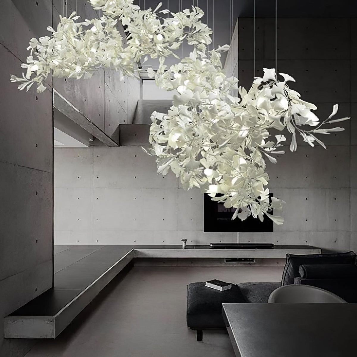 Ririxel żyrandol Gingko ceramiczne płatki złoto
