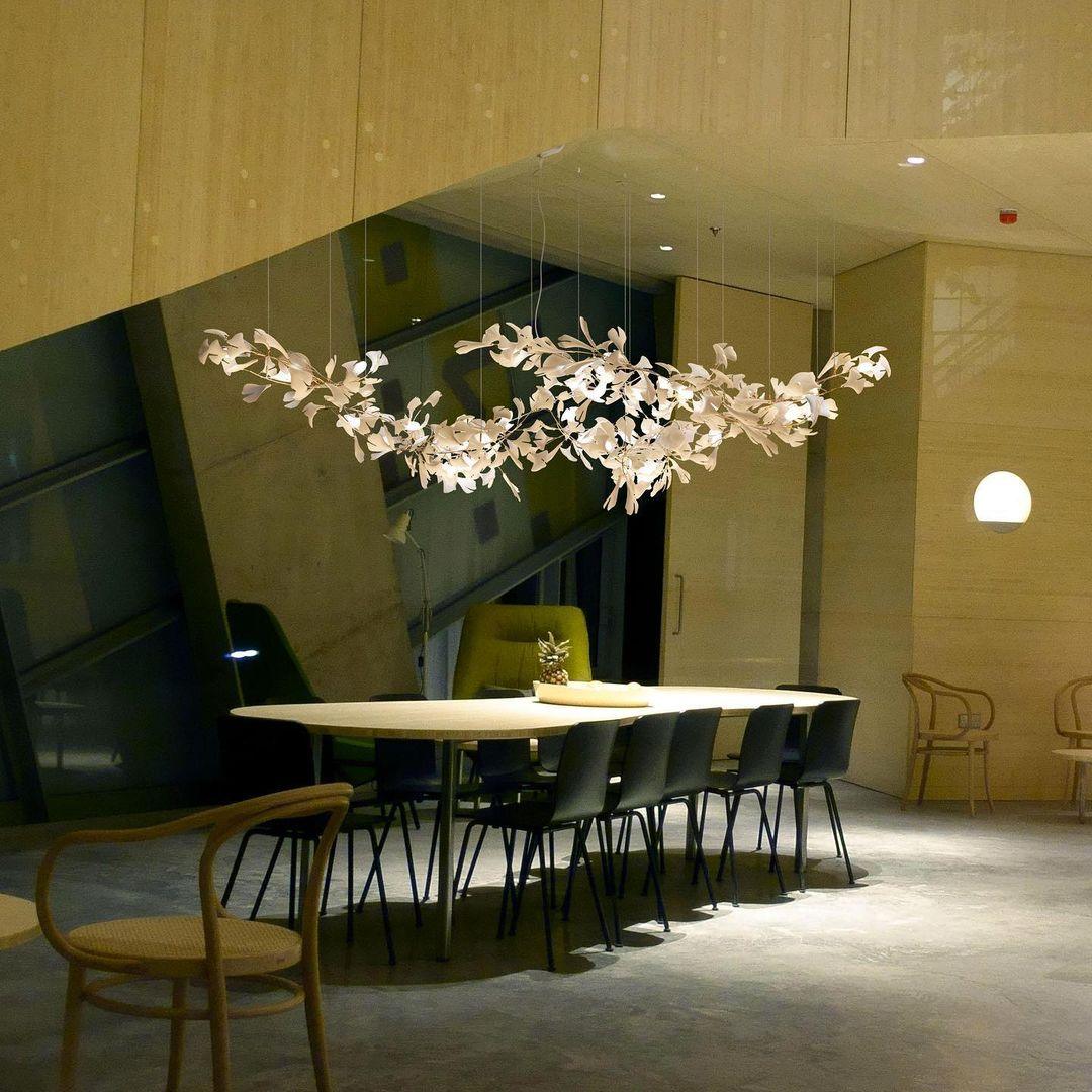 Ririxel żyrandol Gingko ceramiczne płatki złoto
