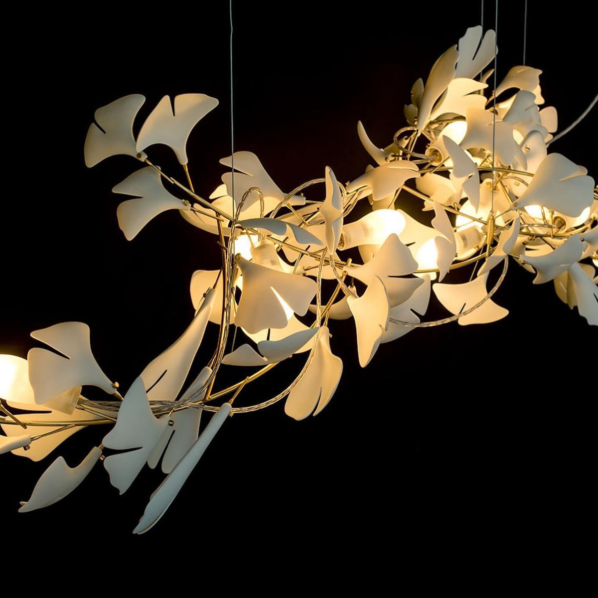 Ririxel żyrandol Gingko ceramiczne płatki złoto