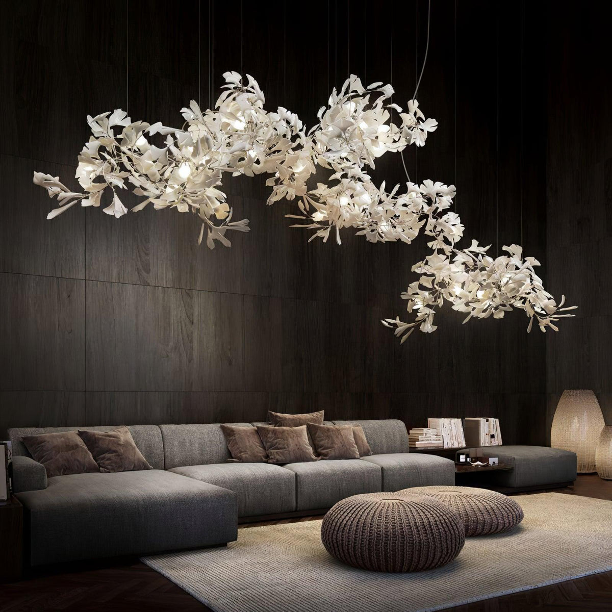 Ririxel żyrandol Gingko ceramiczne płatki złoto