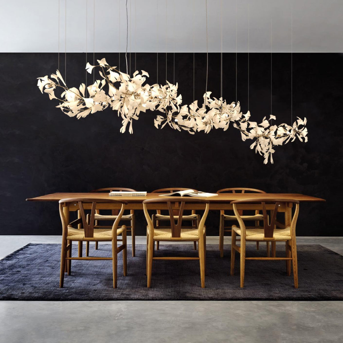 Ririxel żyrandol Gingko ceramiczne płatki złoto