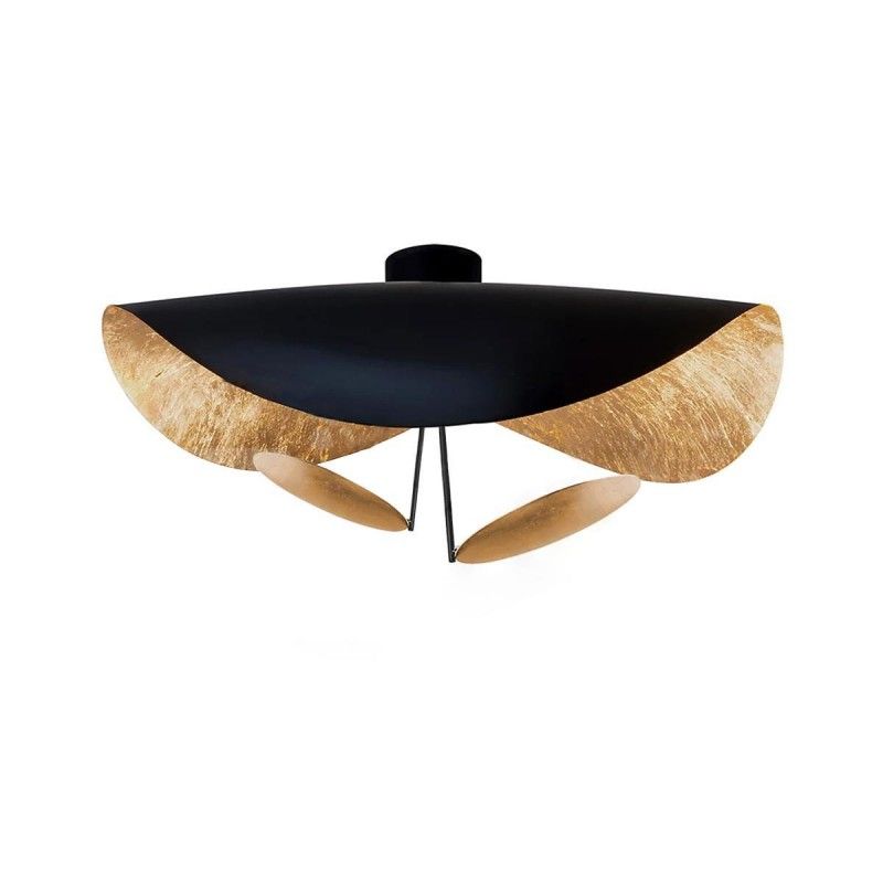 Lampa sufitowa Solara z wygiętym abażynem i złotym wnętrzem