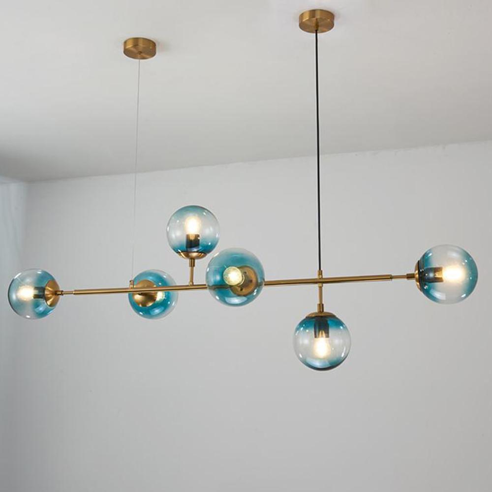Valentina Industrial długoliniowa metalowa wisząca kula wielopunktowa z przezroczystą żarówką do sypialni lampa wisząca mosiądz/czarny