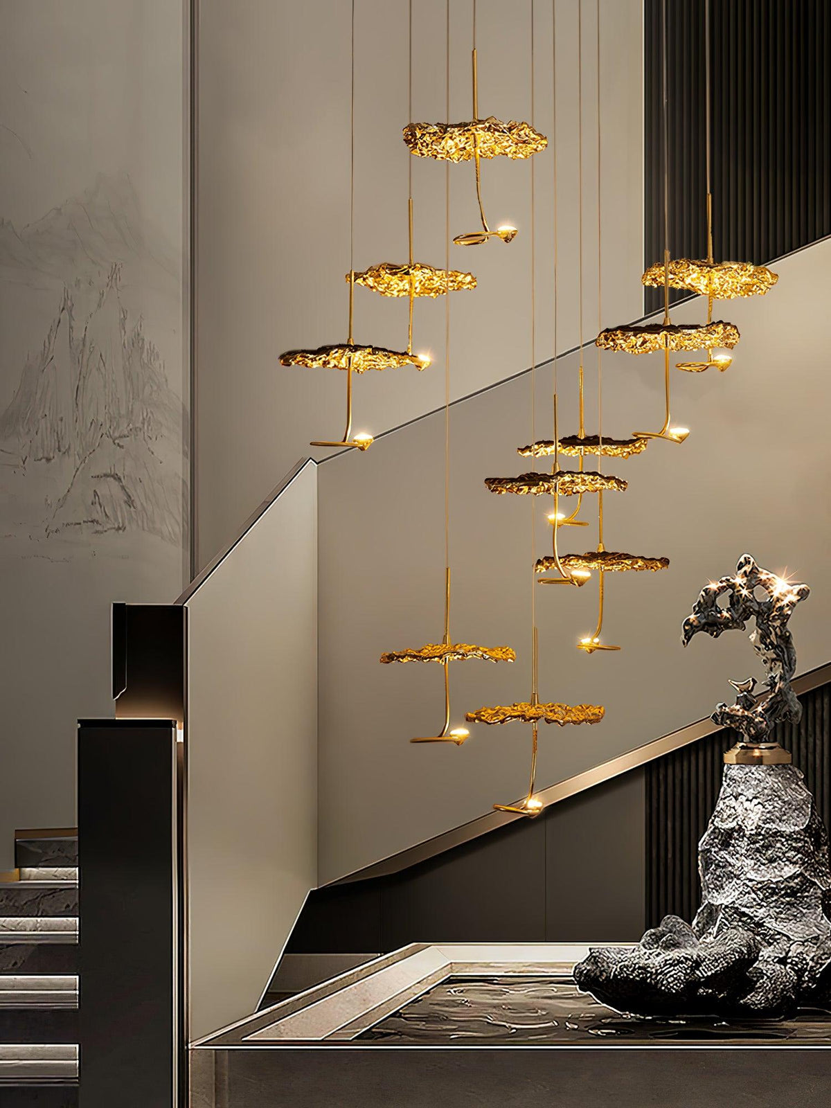 Aureate Cloud Brass Cluster żyrandol