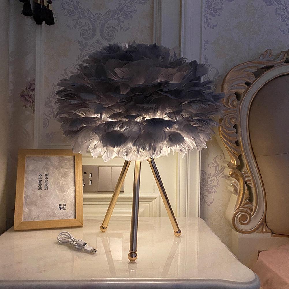 Nilo lampa stołowa ze szczegółami piórowymi w stylu damskim