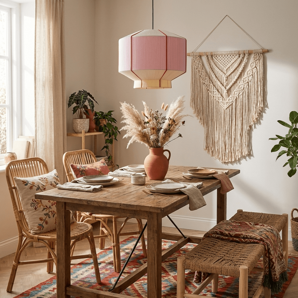 Lampa wisząca w kształcie latarni z ręcznie nawijanego płótna