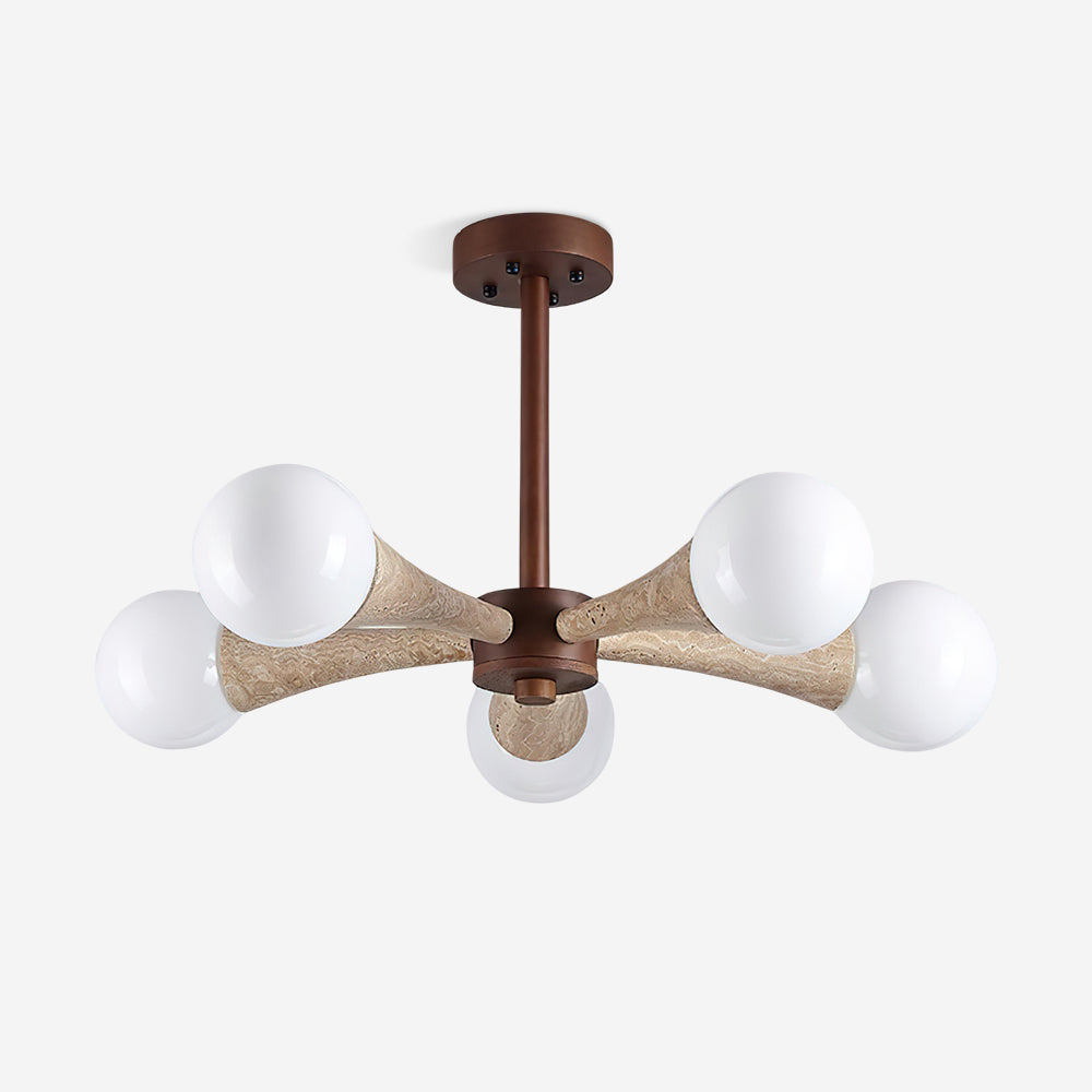 Lampa sufitowa montowana bezpośrednio Tavenina Drewno Travertyn