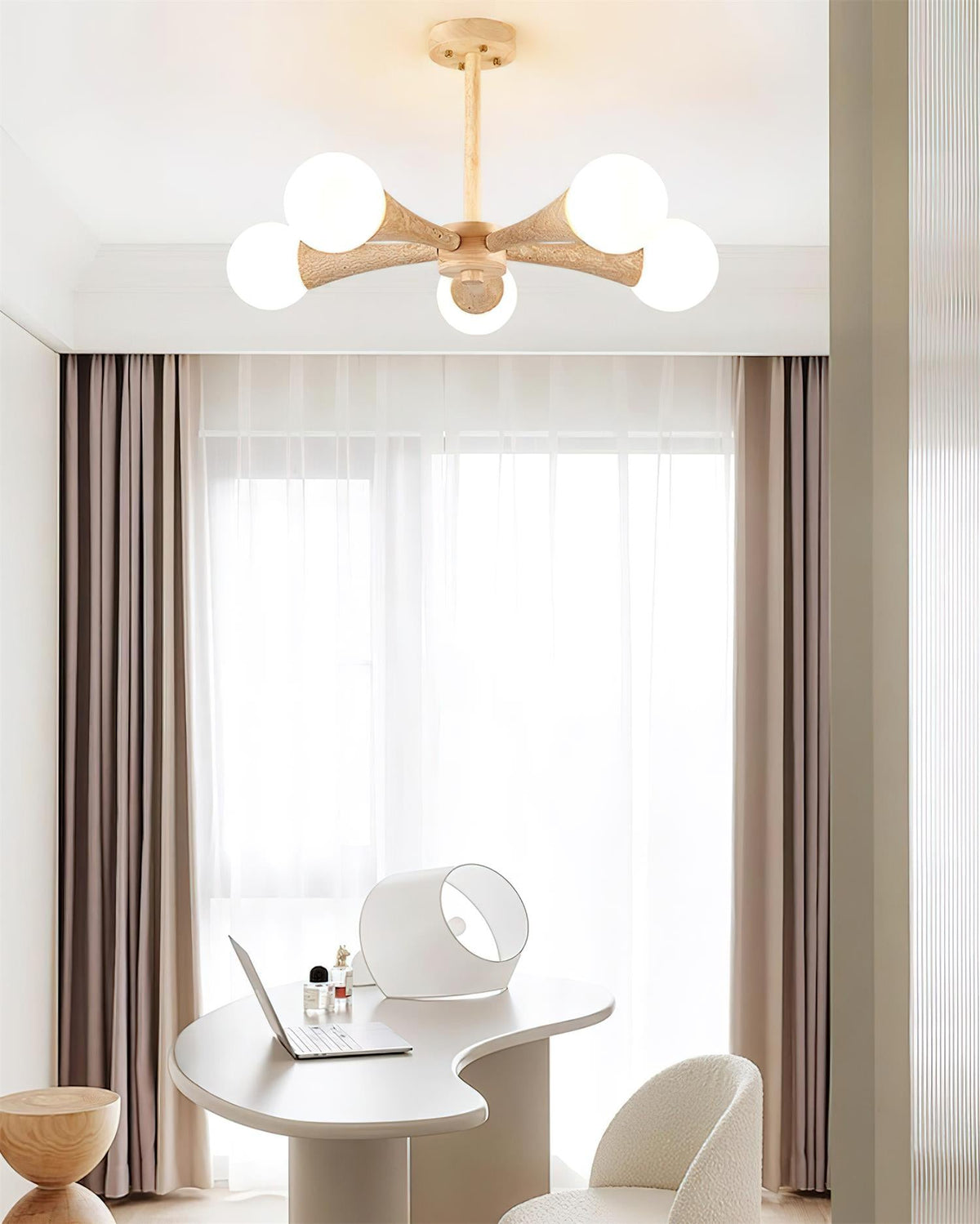 Lampa sufitowa montowana bezpośrednio Tavenina Drewno Travertyn