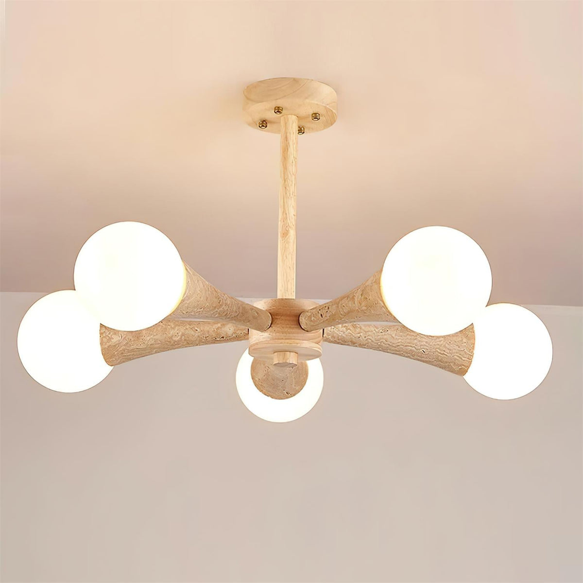 Lampa sufitowa montowana bezpośrednio Tavenina Drewno Travertyn