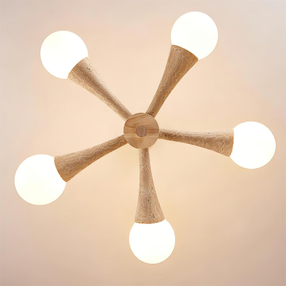 Lampa sufitowa montowana bezpośrednio Tavenina Drewno Travertyn