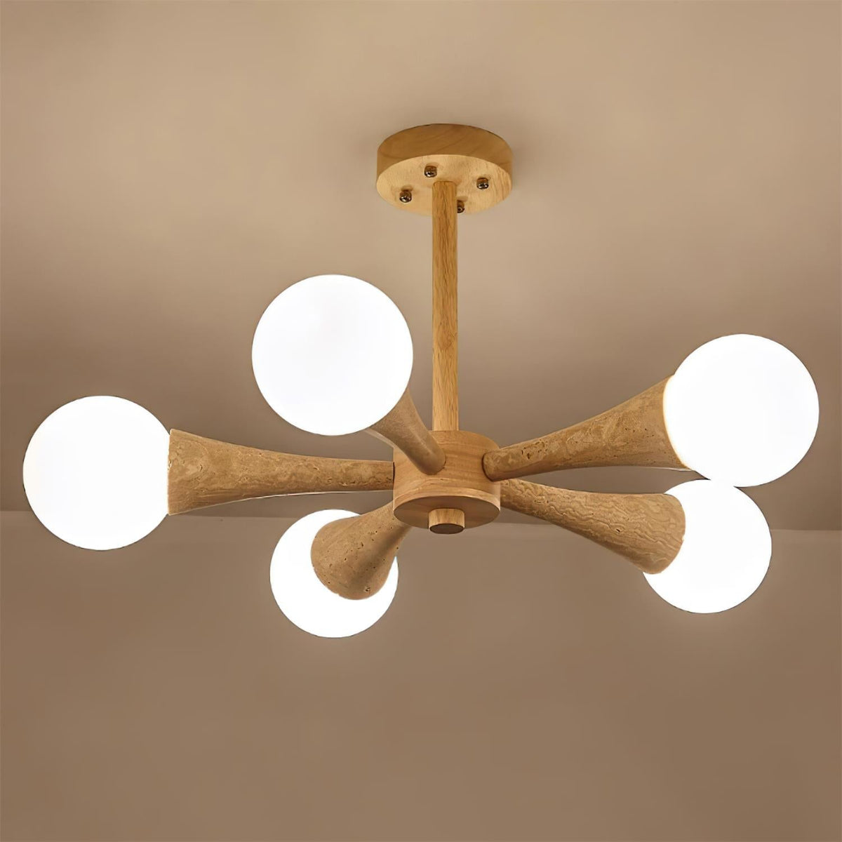 Lampa sufitowa montowana bezpośrednio Tavenina Drewno Travertyn