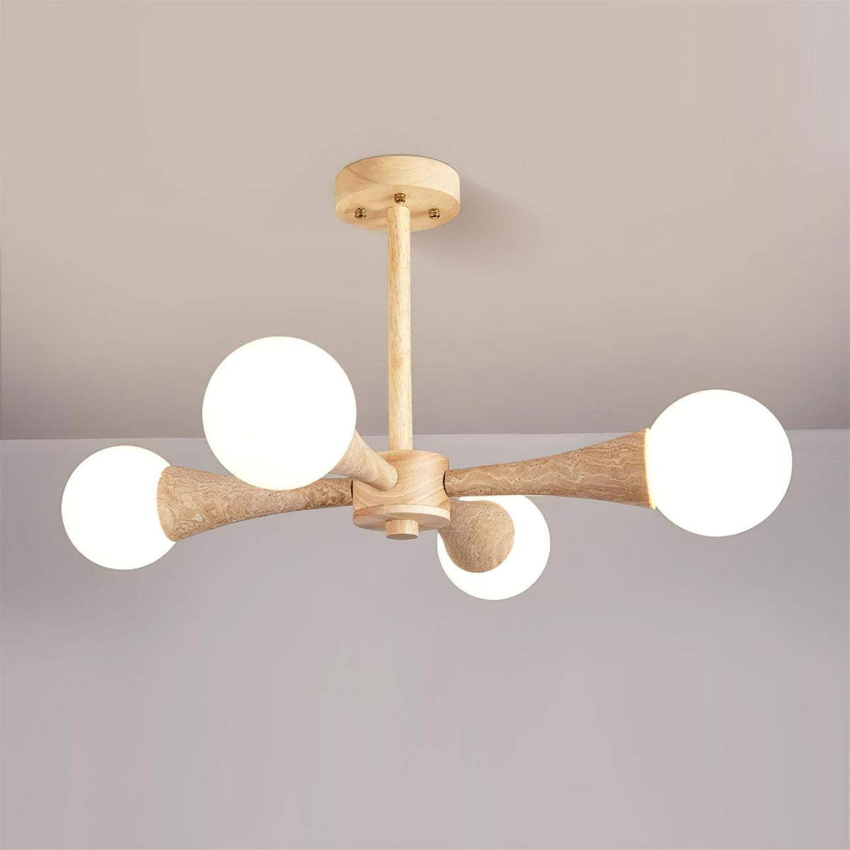 Lampa sufitowa montowana bezpośrednio Tavenina Drewno Travertyn