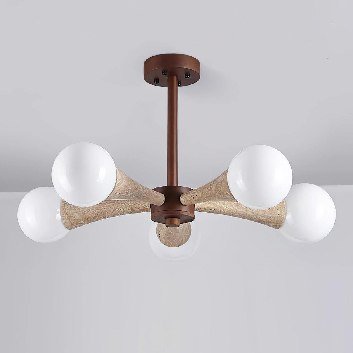Lampa sufitowa montowana bezpośrednio Tavenina Drewno Travertyn