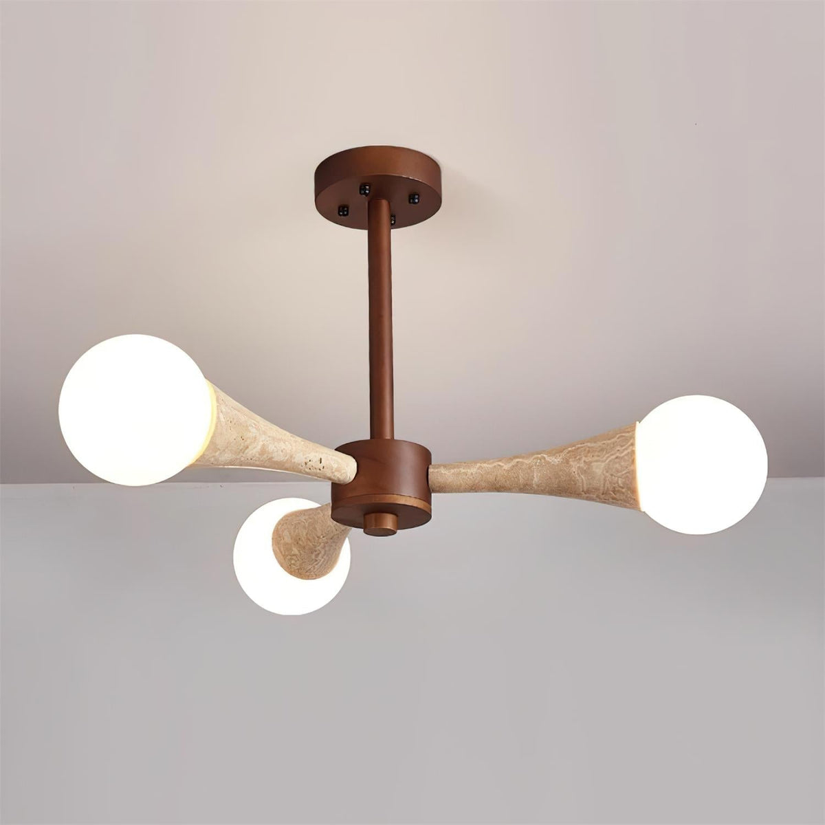 Lampa sufitowa montowana bezpośrednio Tavenina Drewno Travertyn
