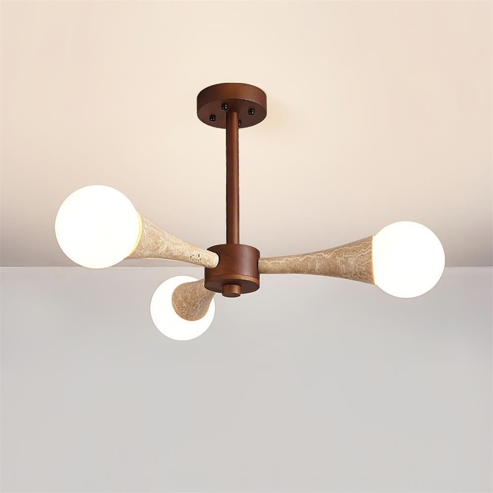 Lampa sufitowa montowana bezpośrednio Tavenina Drewno Travertyn