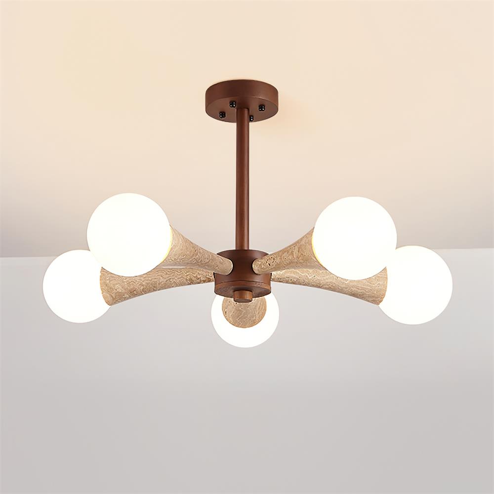 Lampa sufitowa montowana bezpośrednio Tavenina Drewno Travertyn