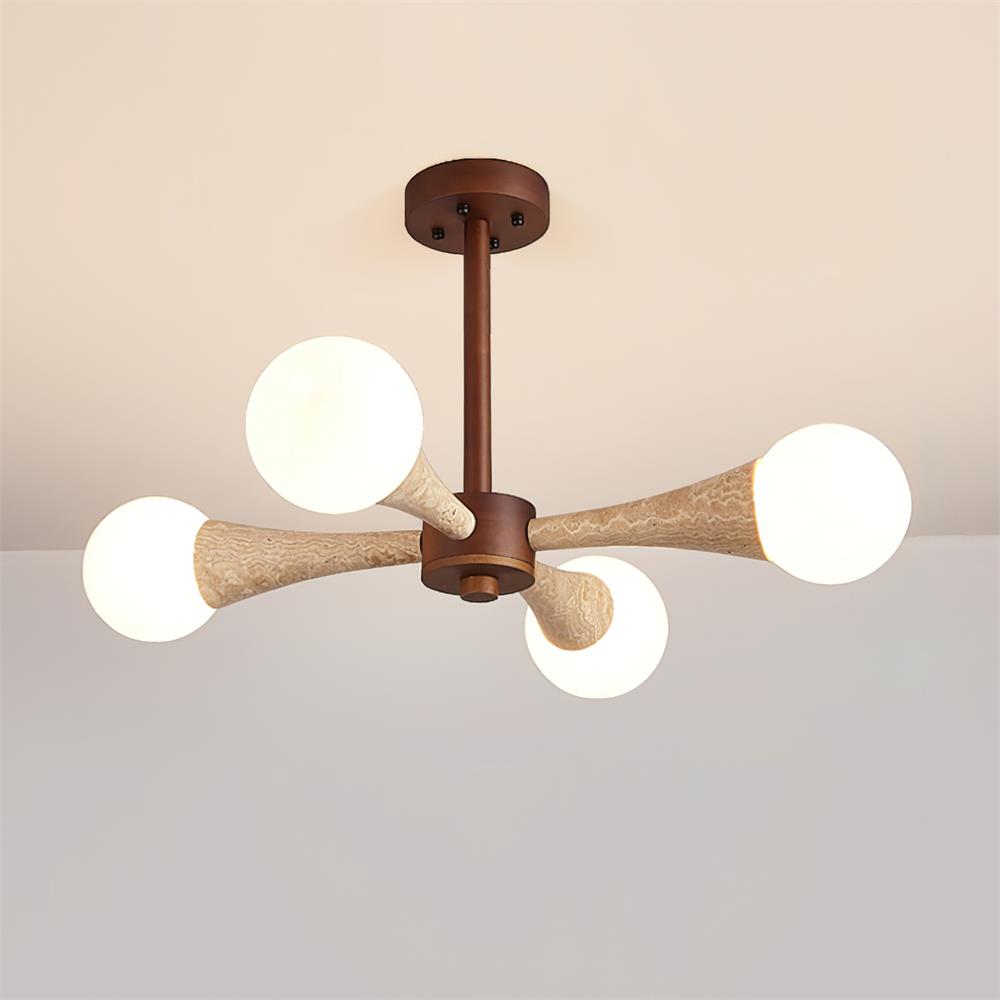 Lampa sufitowa montowana bezpośrednio Tavenina Drewno Travertyn