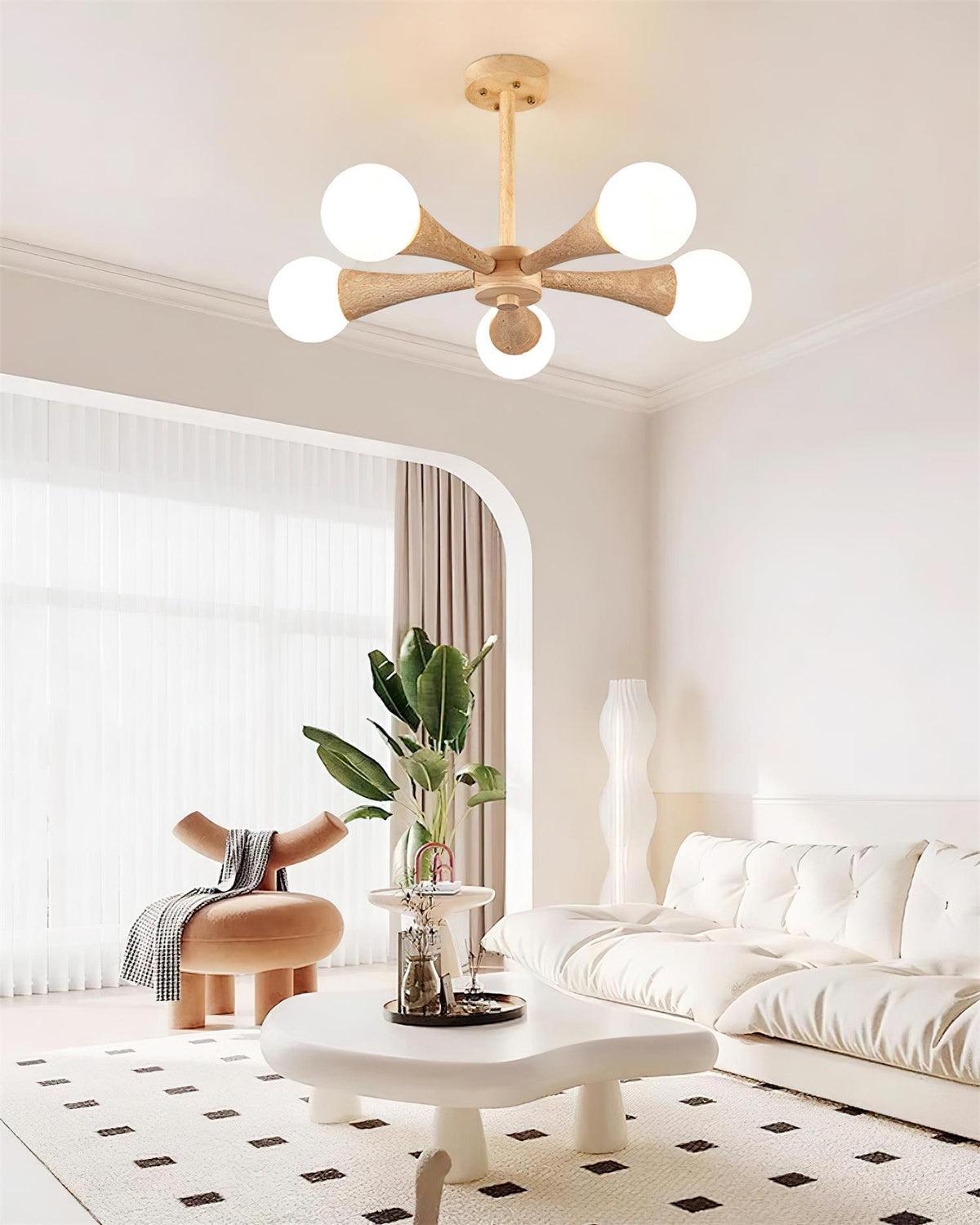 Lampa sufitowa montowana bezpośrednio Tavenina Drewno Travertyn