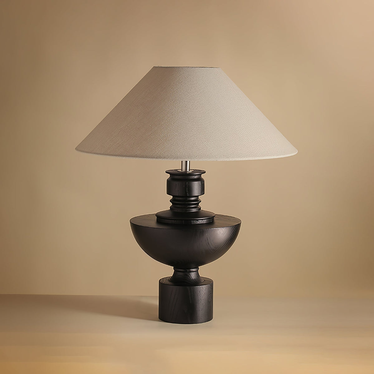 Dunell lampy stołowe z płótna i drewna w stylu vintage
