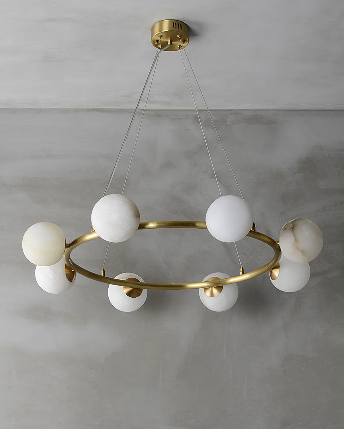 Helix żyrandol Alabaster kula Halo ramka z miedzi