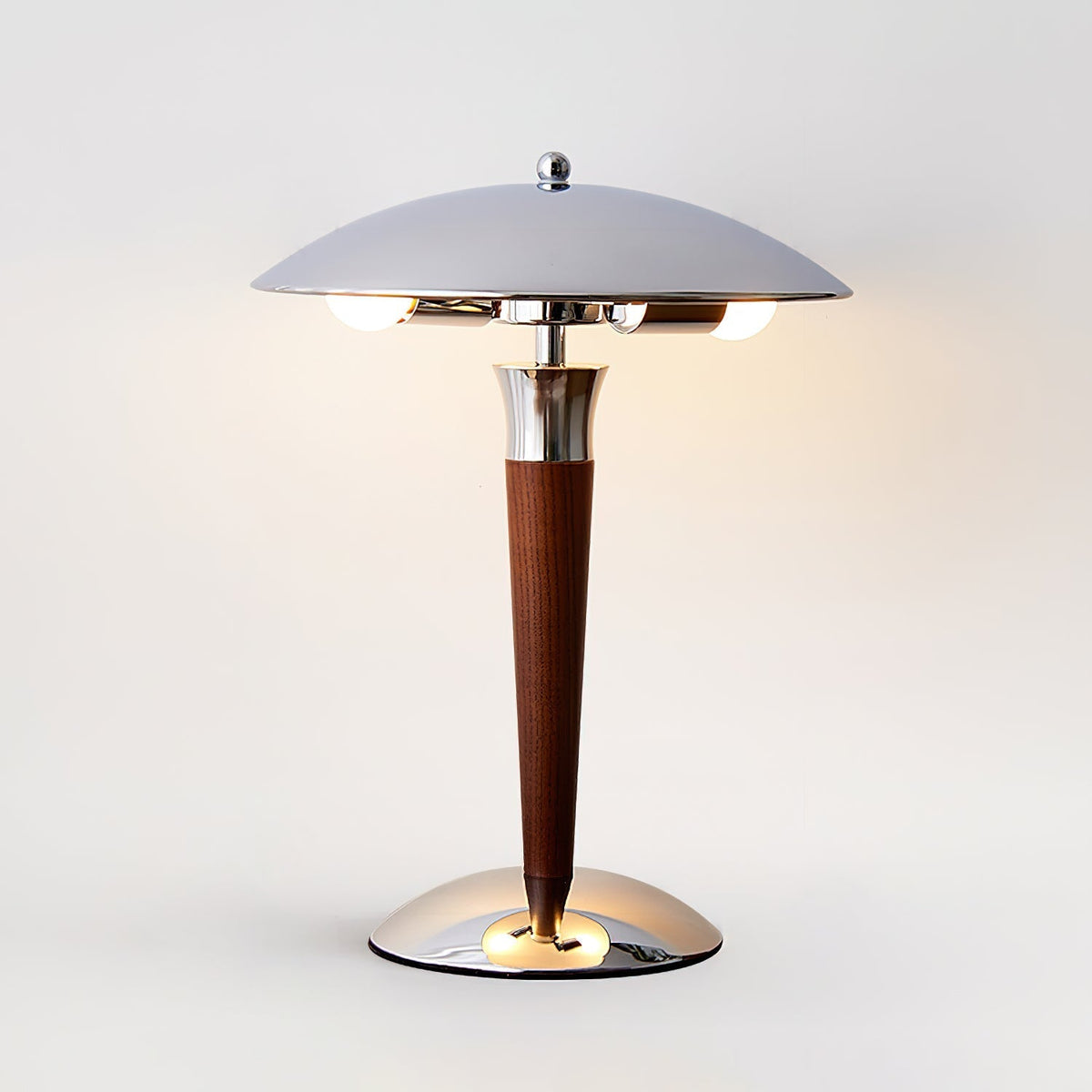 Orion Luxe lampa stołowa w stylu minimalistycznym ze szkła i drewna