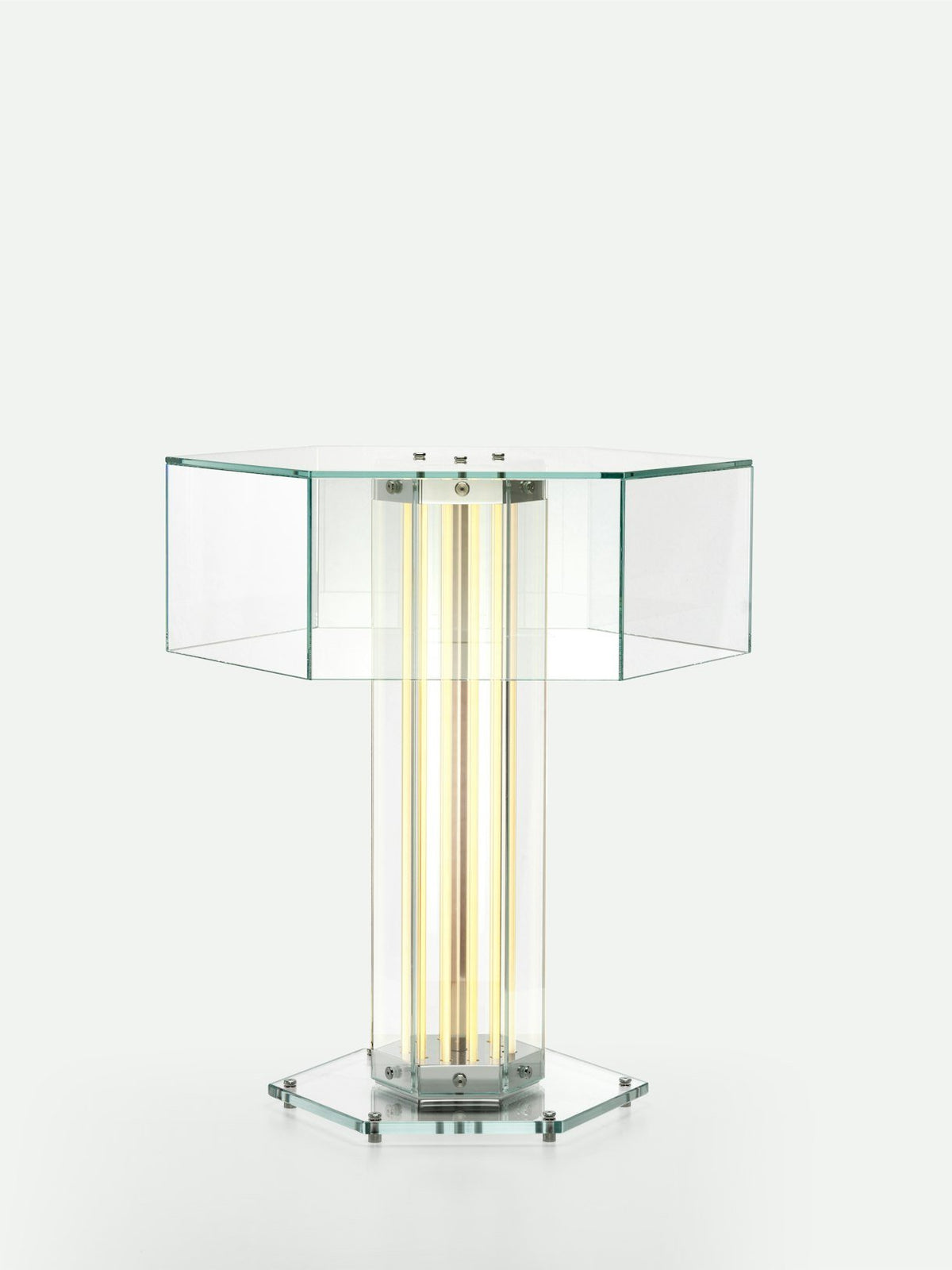 Hexagonal lampa stołowa ze szkła