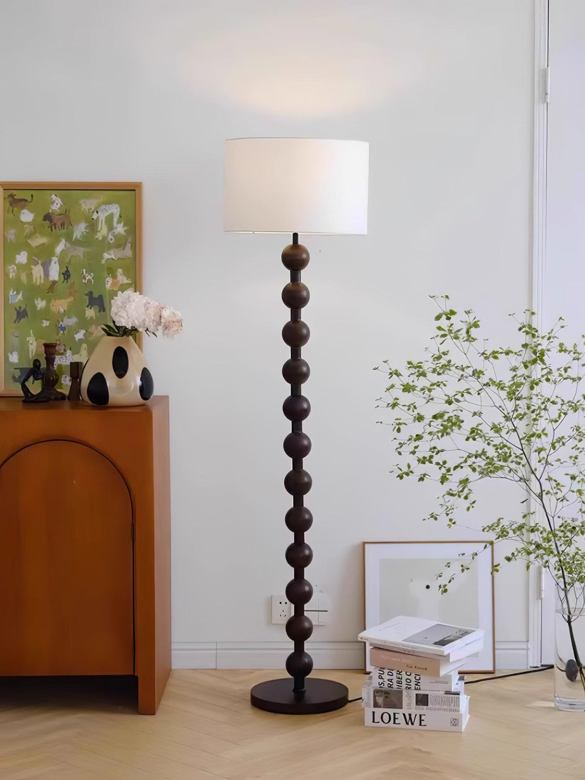 Paston lampa stojąca ze szkła i płótna