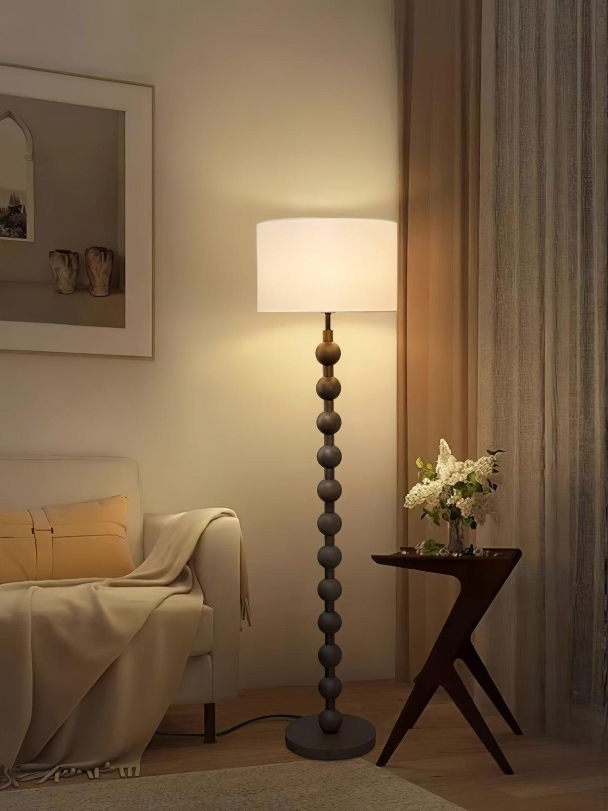 Paston lampa stojąca ze szkła i płótna