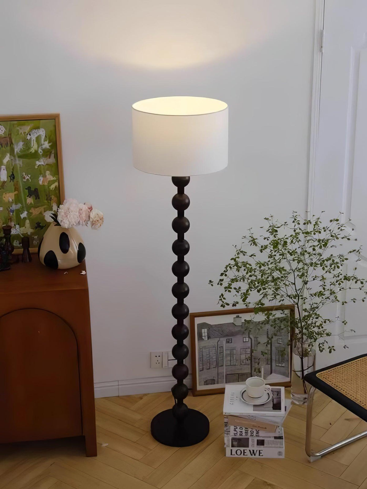 Paston lampa stojąca ze szkła i płótna