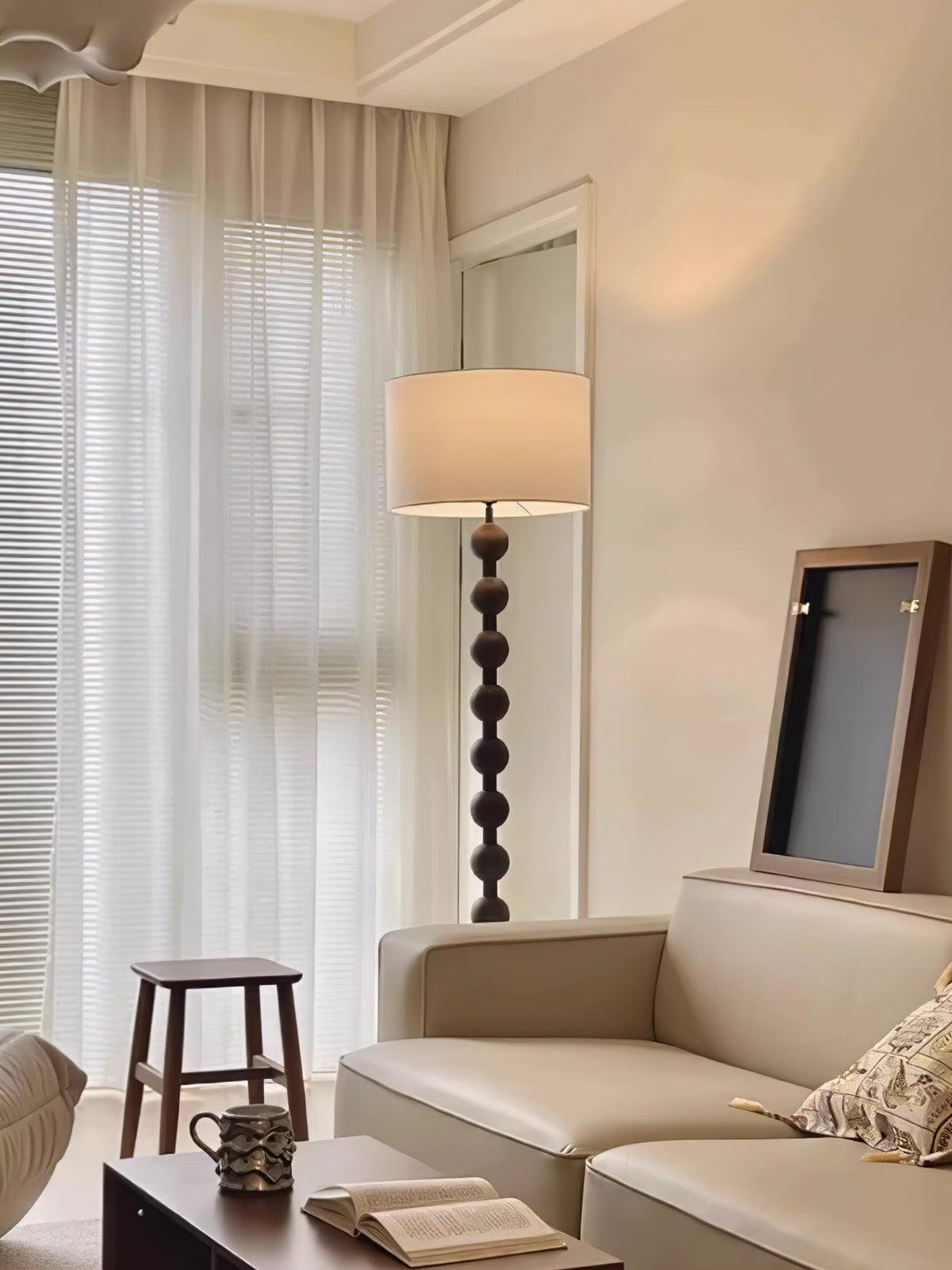 Paston lampa stojąca ze szkła i płótna