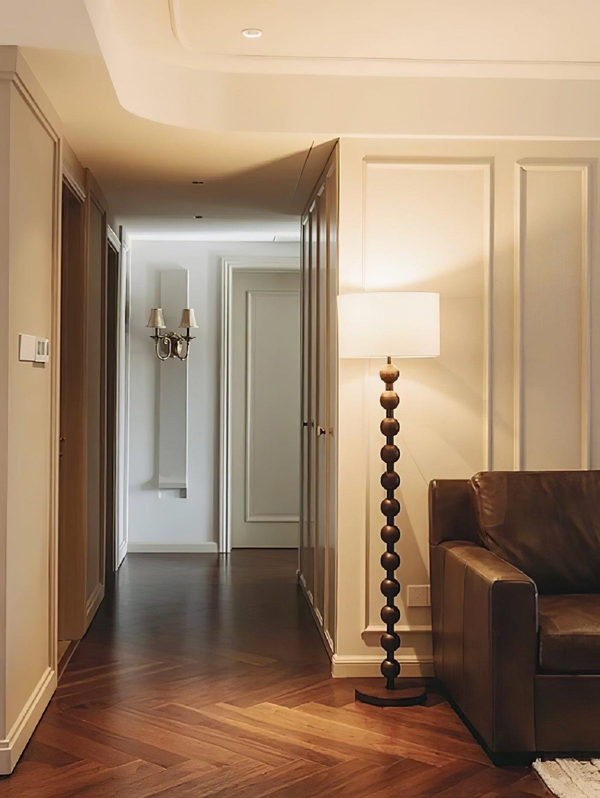 Paston lampa stojąca ze szkła i płótna